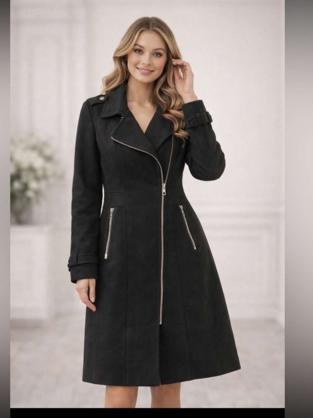 Black Rivet Women's Zip Coat